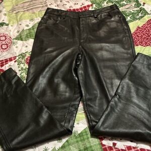 Dana Buchman Black Leather Straight Leg Pants